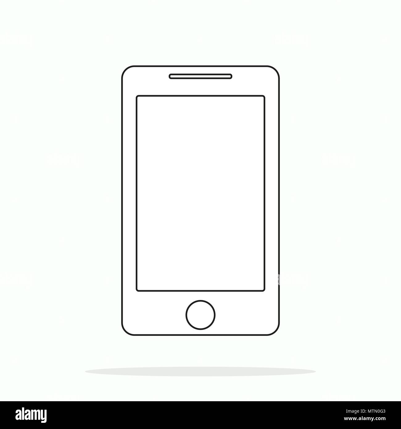 Smartphone Line Outline Style Vector Illustration Simple Mobile 