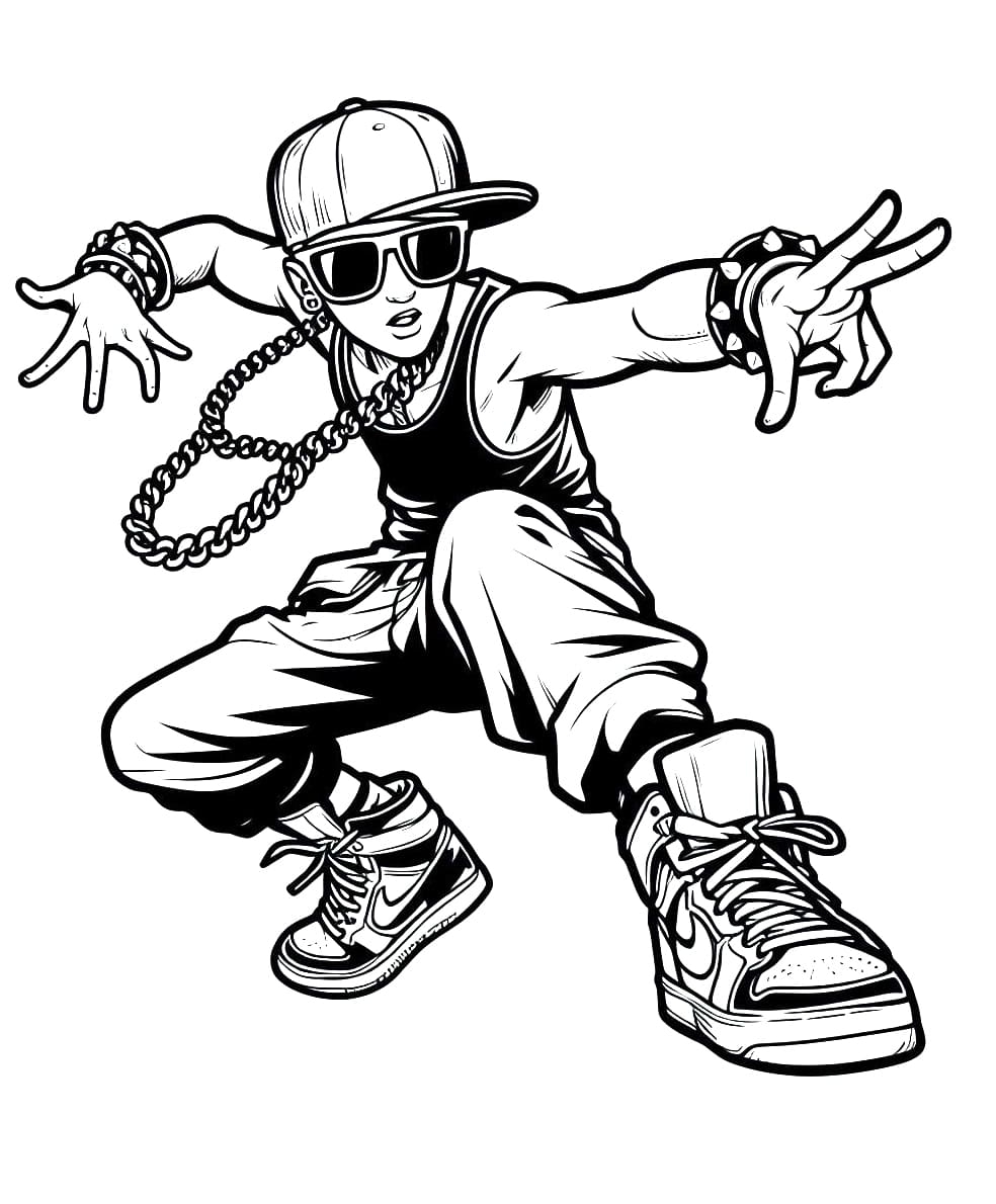 Smiling Hip Hop Dancer Coloring Page Download Print Or Color 