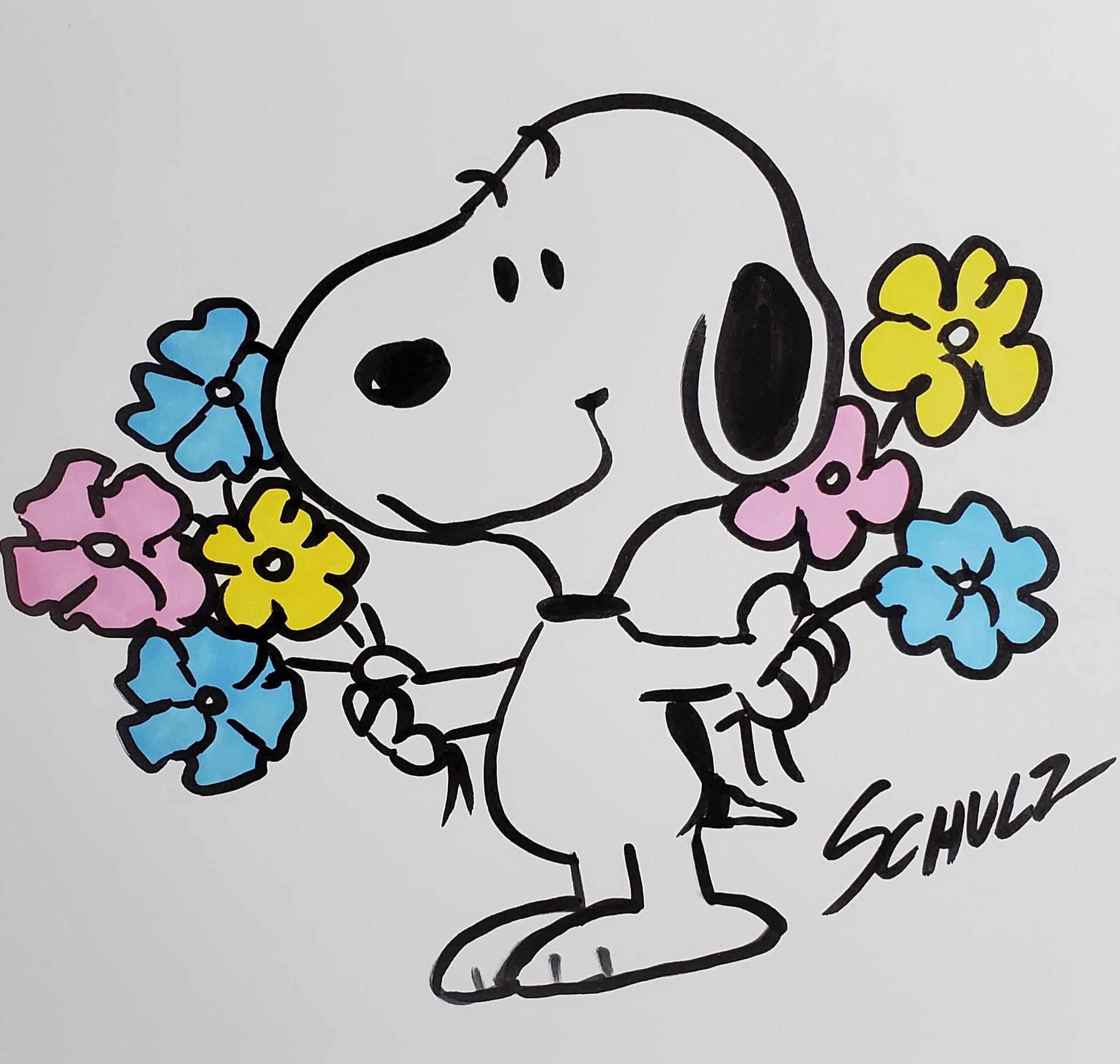 Snoopy Color Illustration Drawing Charlie Brown Artwork Peanuts Color Drawing Artwork comic Illustration Art On Paper Children s Art Etsy