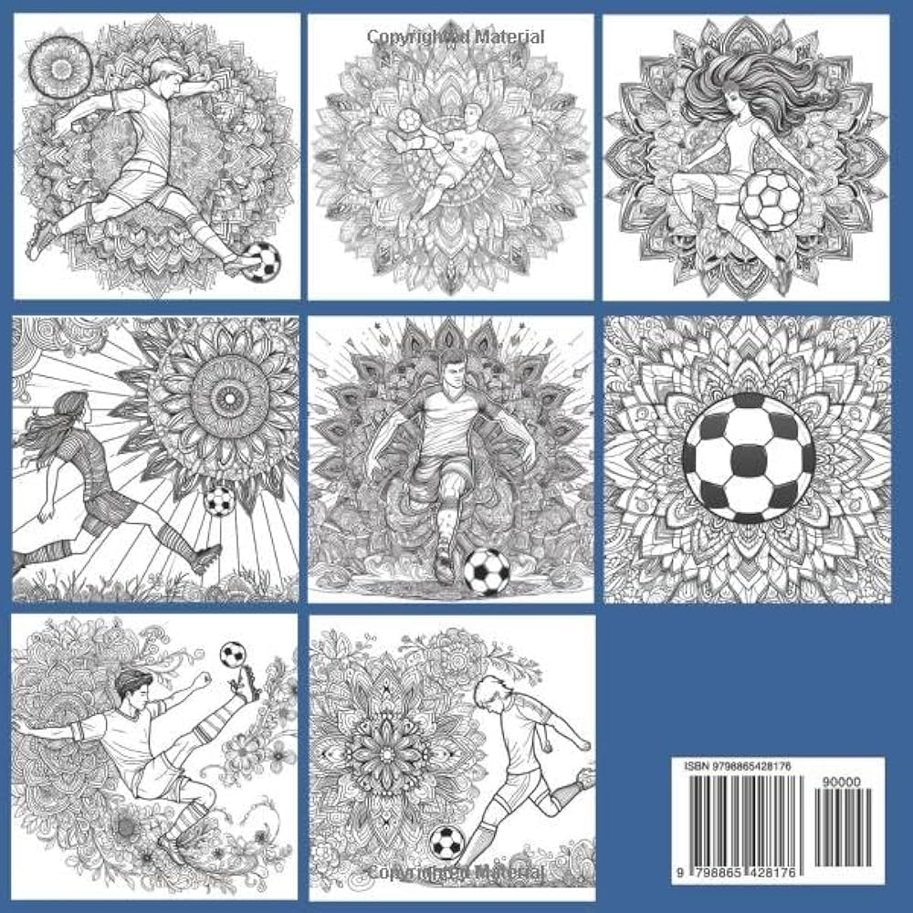 Soccer Coloring Book With Mandalas Beautiful Pictures For Kids Adults And Football Fans