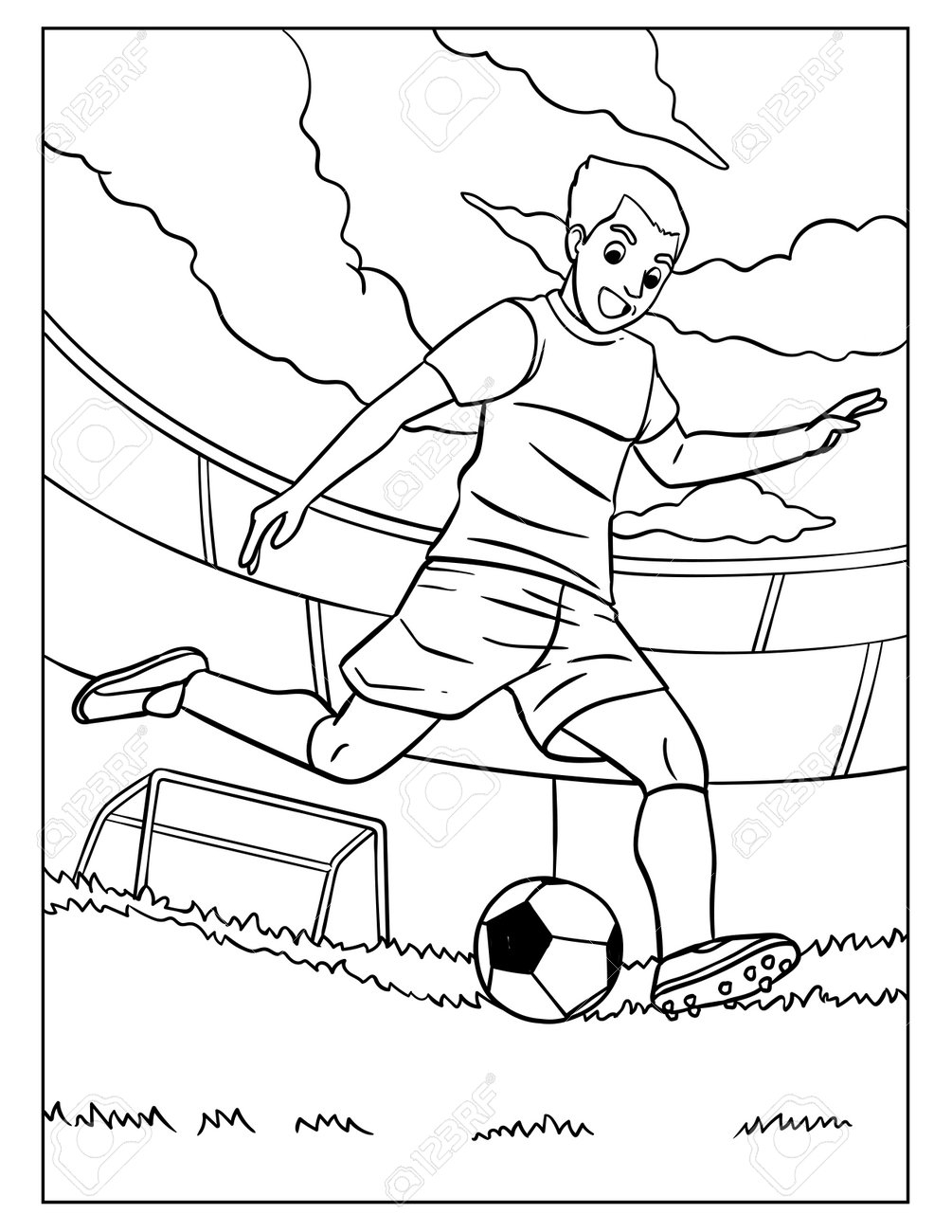 Soccer Coloring Page For Kids Royalty Free SVG Cliparts Vectors And Stock Illustration Image 193076640 