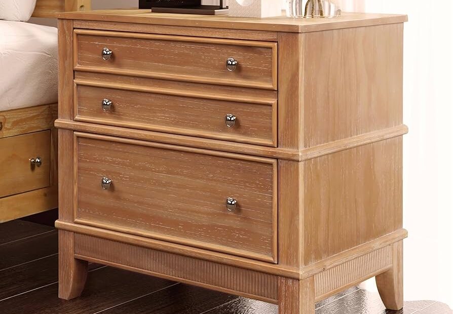 SOFTSEA 3 Drawer Nighstand Bedside Cabinet Fully Assembled Accent End Table With Legs