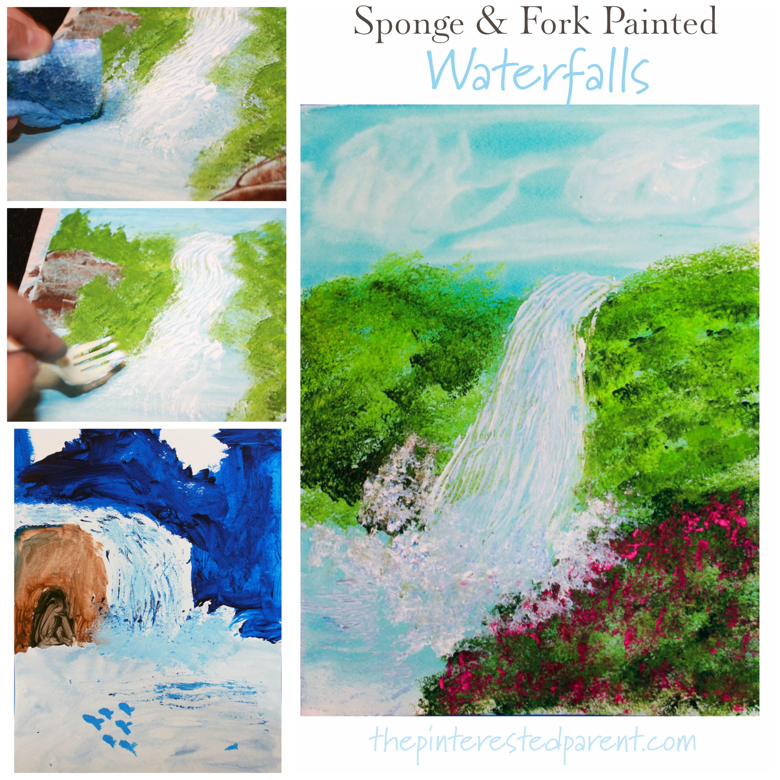 Sponge And Fork Painted Waterfalls The Pinterested Parent