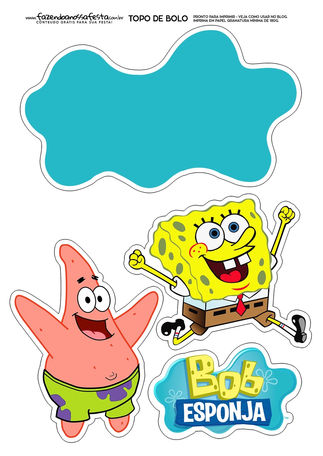 SpongeBob SquarePants Free Printable Cake Toppers Oh My Fiesta In English