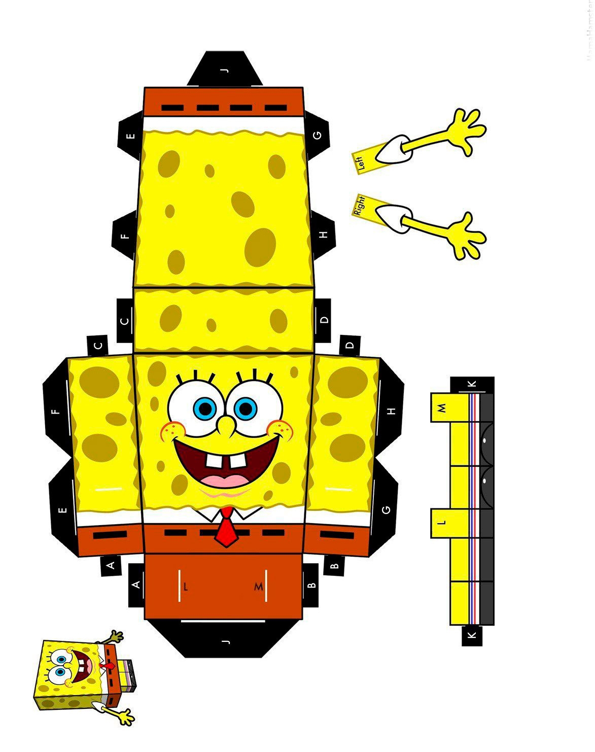 SpongeBob SquarePants Paper Model Free Printable Paper Template