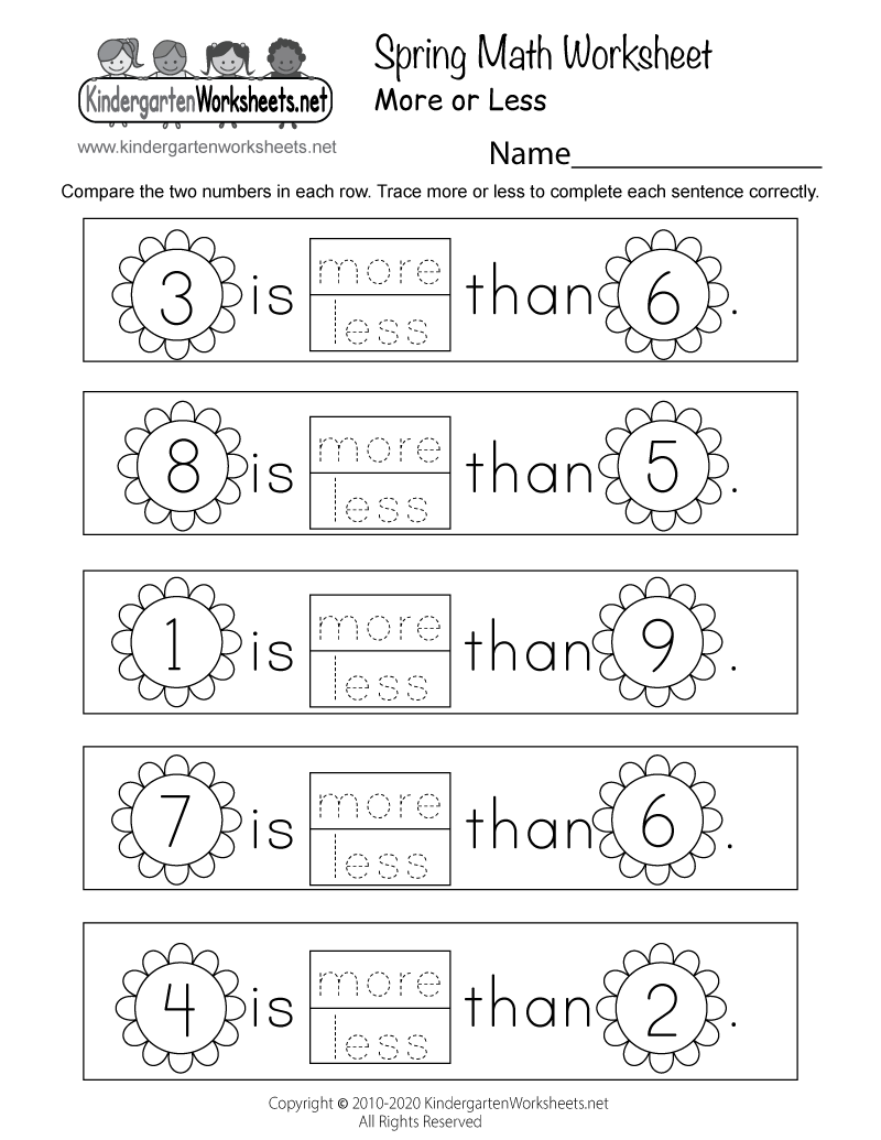 worksheet for kindergarten math