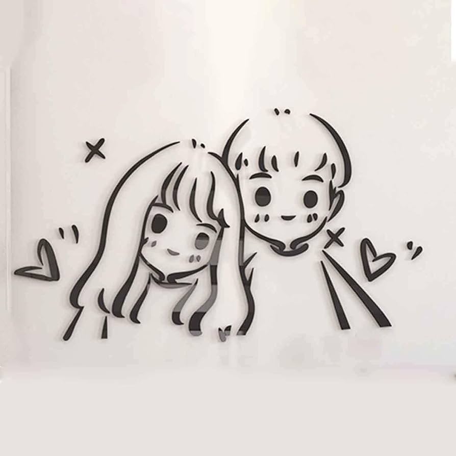 SQINAA 3D Wall Stickers With Style Personality Couple Avatar Hand Drawn Cute Boy Girl Lovers Gift For Good Friends B Medium Amazon co uk DIY U0026 Tools