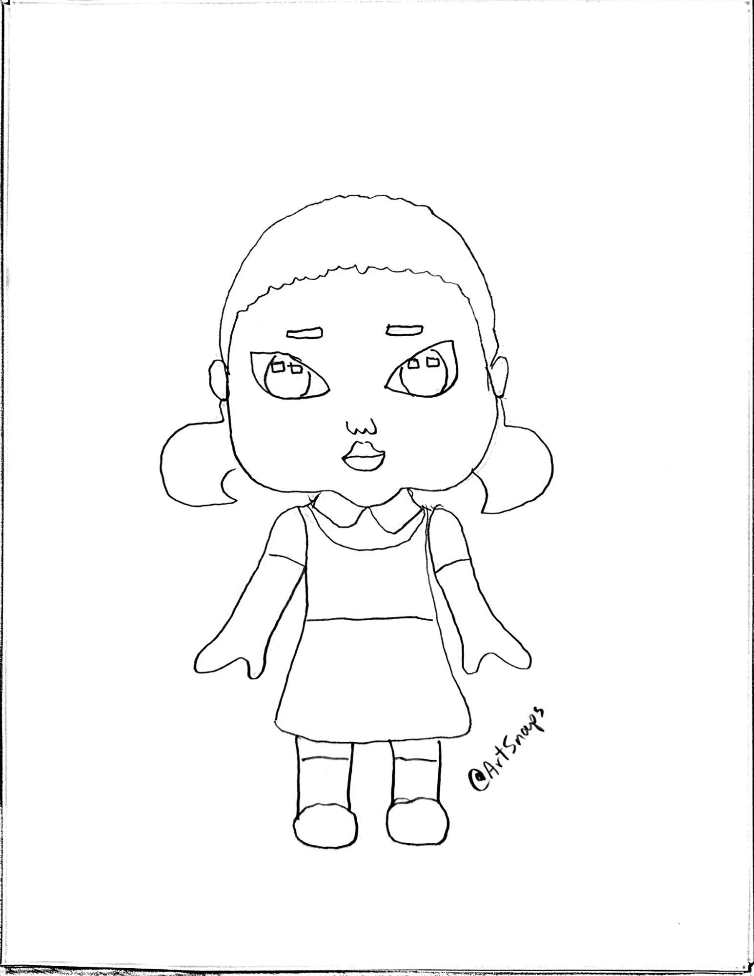 Squid Game Green Red Light Doll Coloring Page Art Snaps s Ko fi Shop