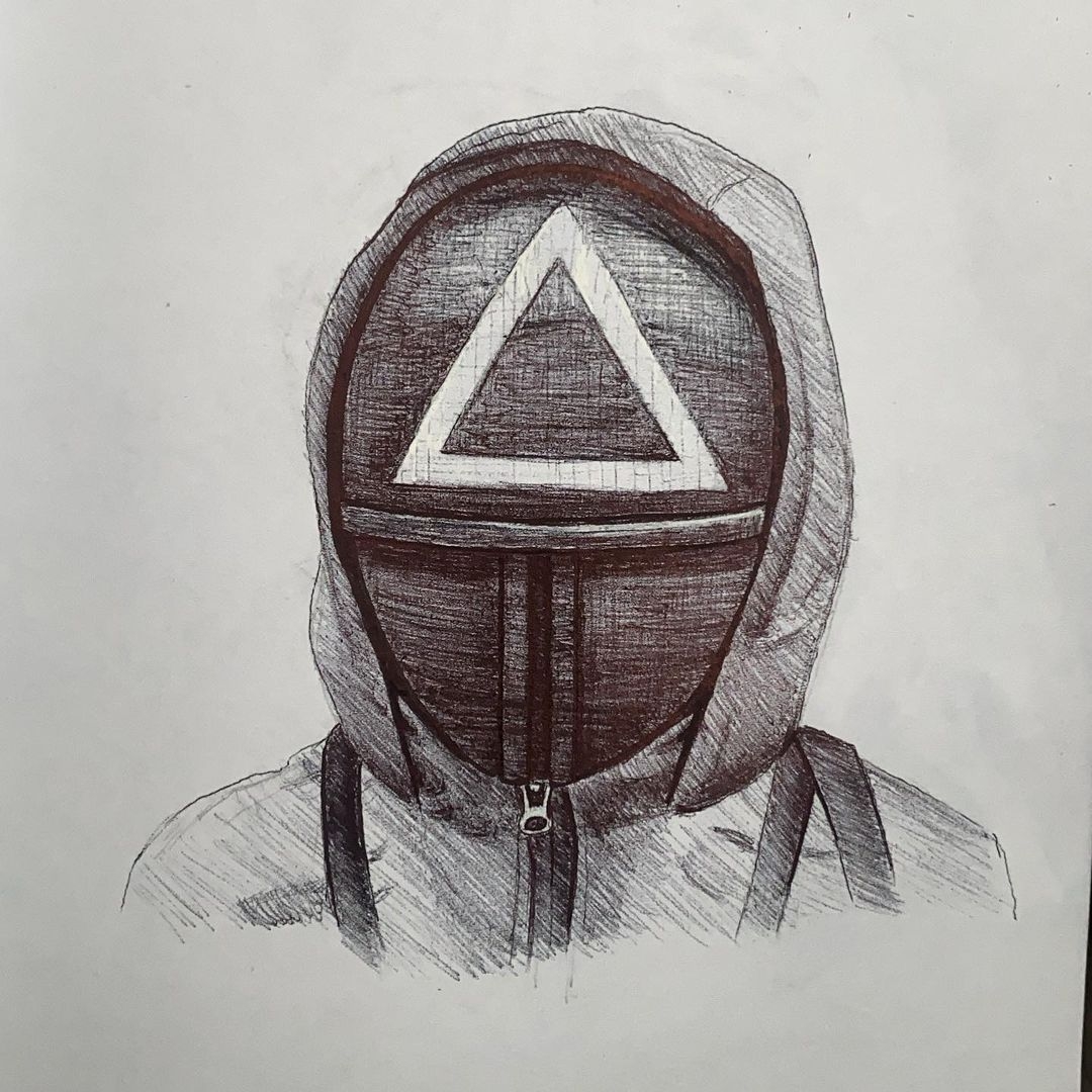Squid Game Mask Drawing Photo Drawing Skill