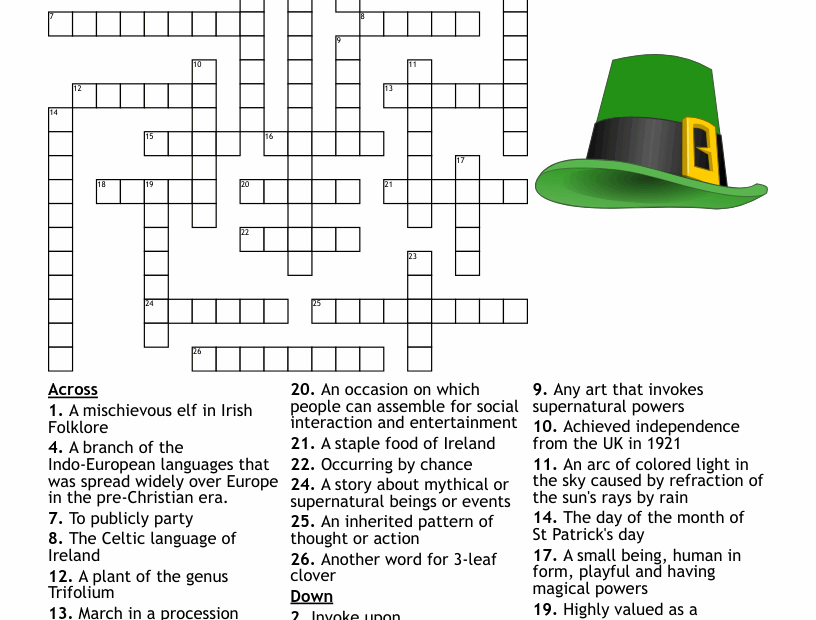 St Patrick s Day Crossword WordMint