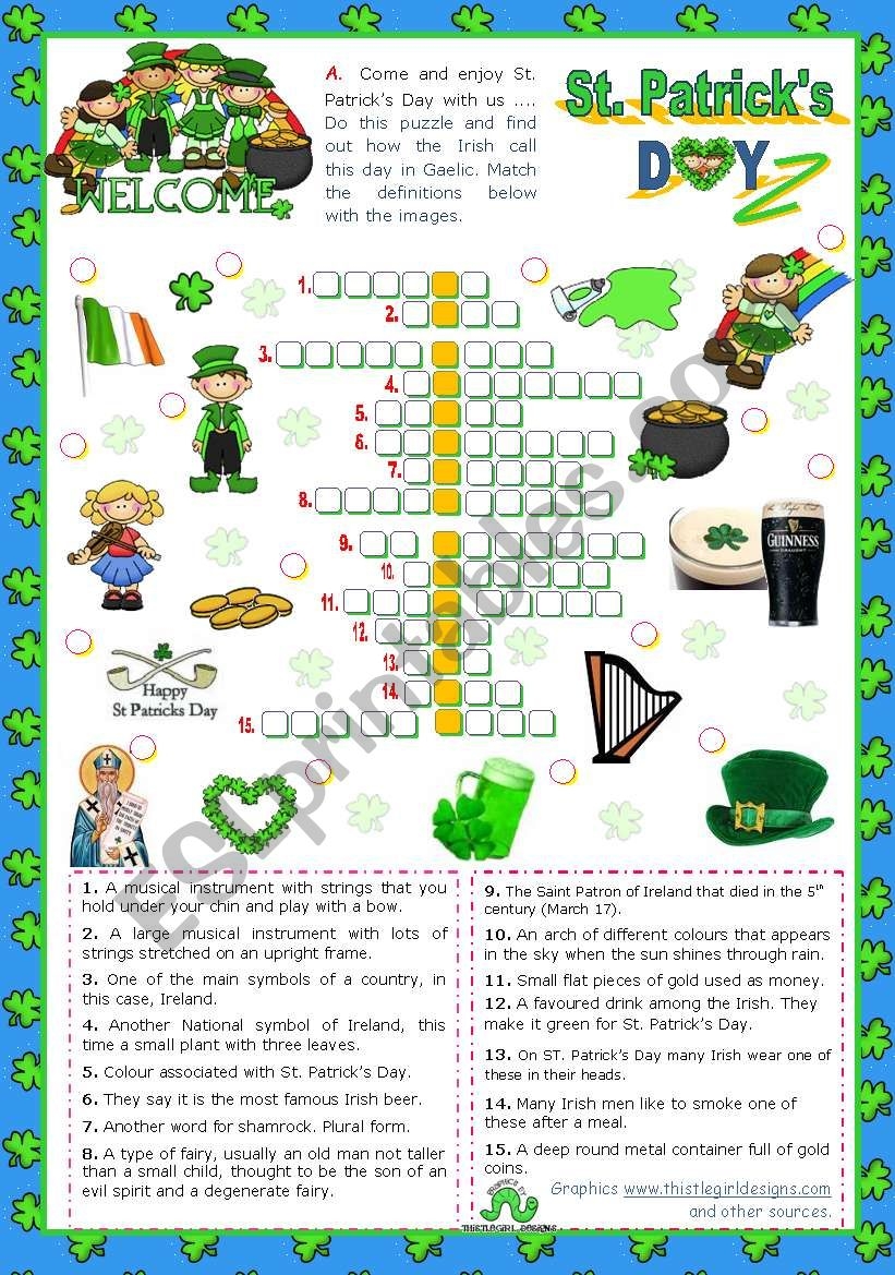 st patrick's day crossword puzzles printable