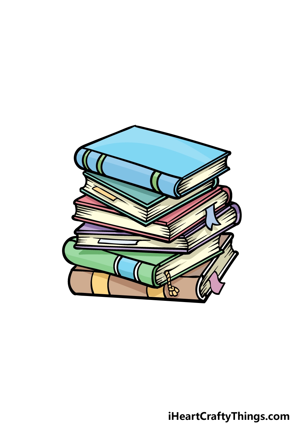 Stack Of Books Drawing How To Draw A Stack Of Books Step By Step