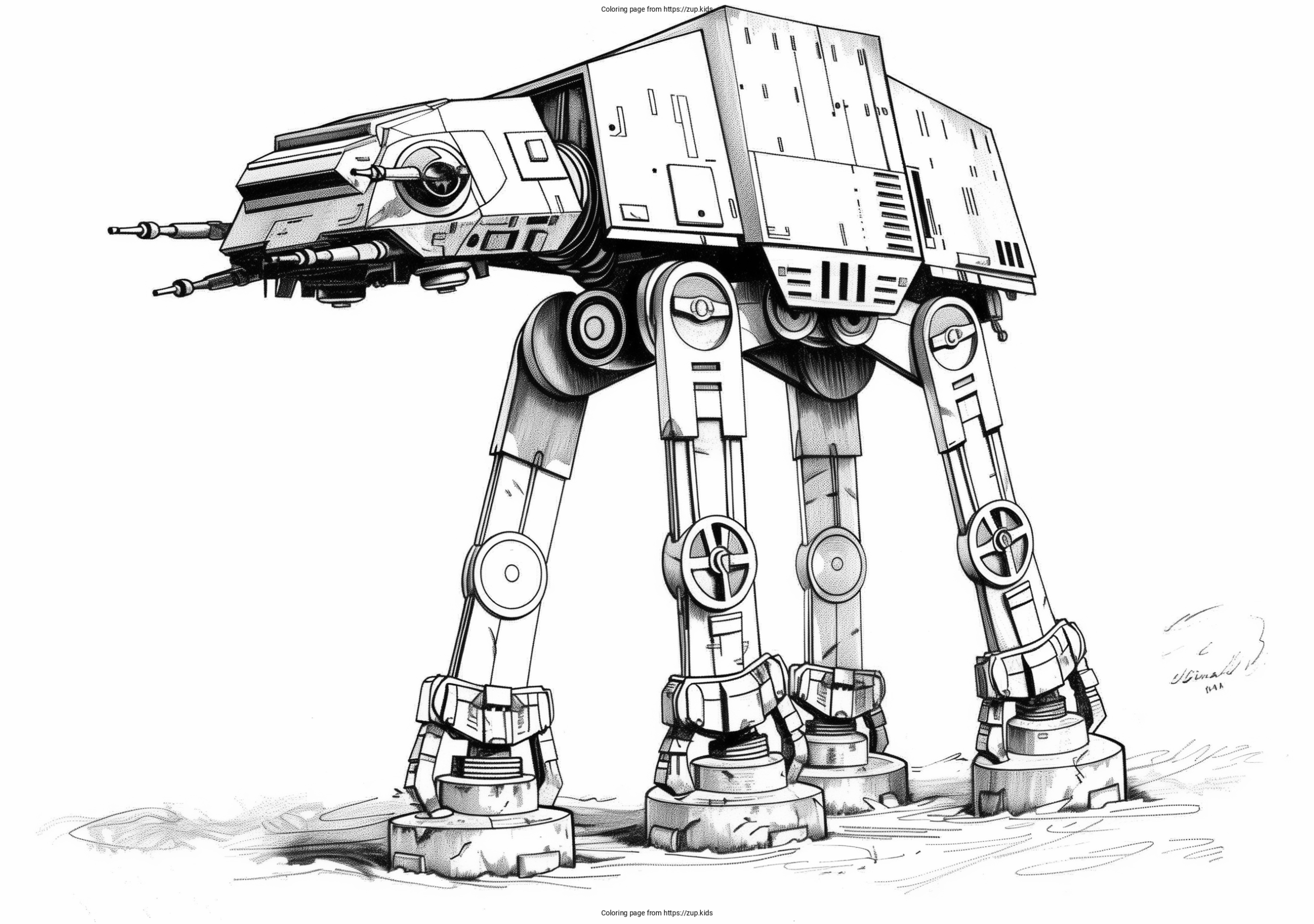 Star Wars Inspired All Terrain Armored Transport Coloring Page From Zup kids