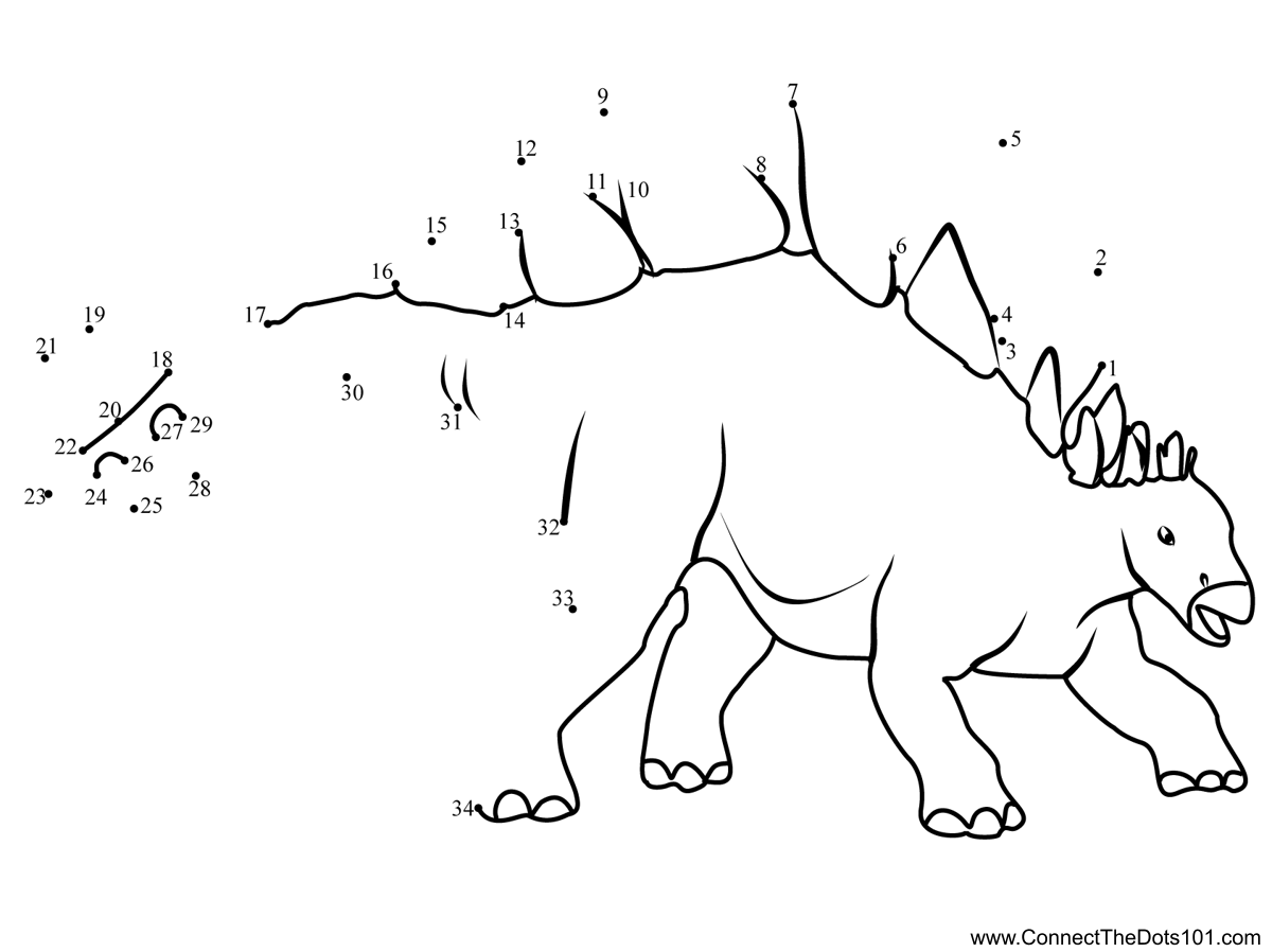 Stegosaurus Dinosaur Dinosaur Dot To Dot Printable Worksheet Connect The Dots