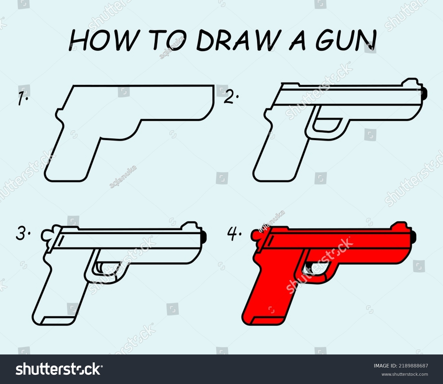 Step By Step Draw Gun Drawing Stock Vector Royalty Free 2189888687 Shutterstock