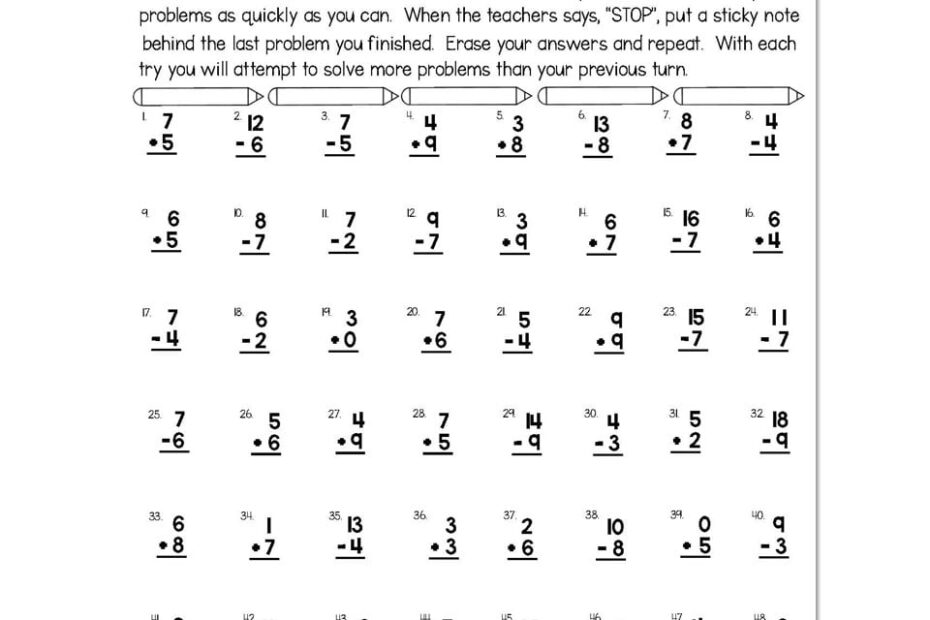 Sticky Math A New Way To Use Math Facts WorkSheets In 2nd Grade Worksheets Library