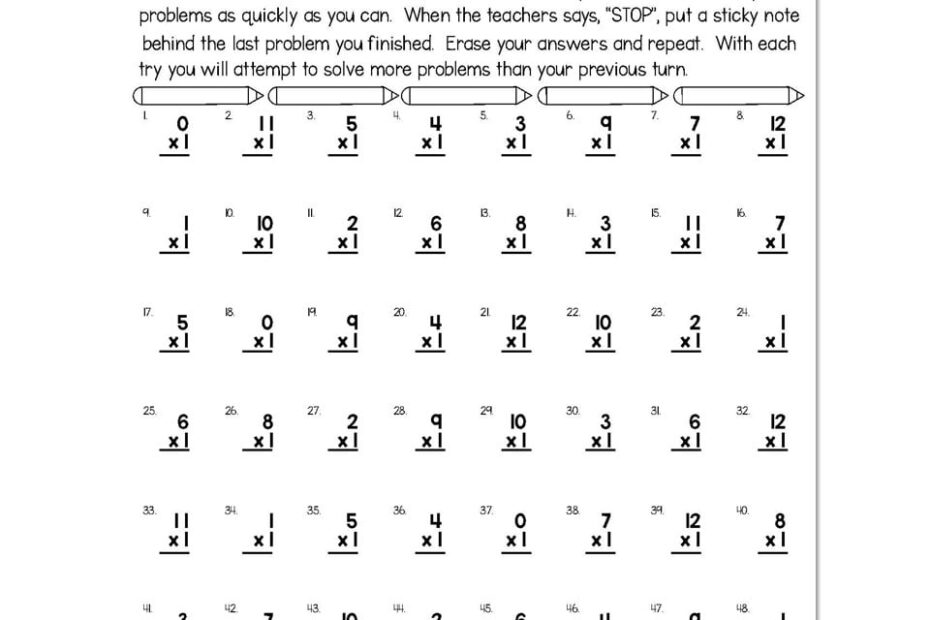 Sticky Math Fact Fluency Practice Multiplication X1 Lucky Little Learners