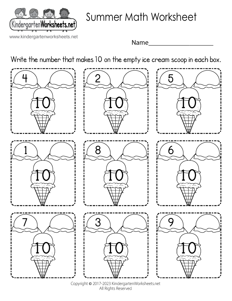 math worksheets for kindergarten free