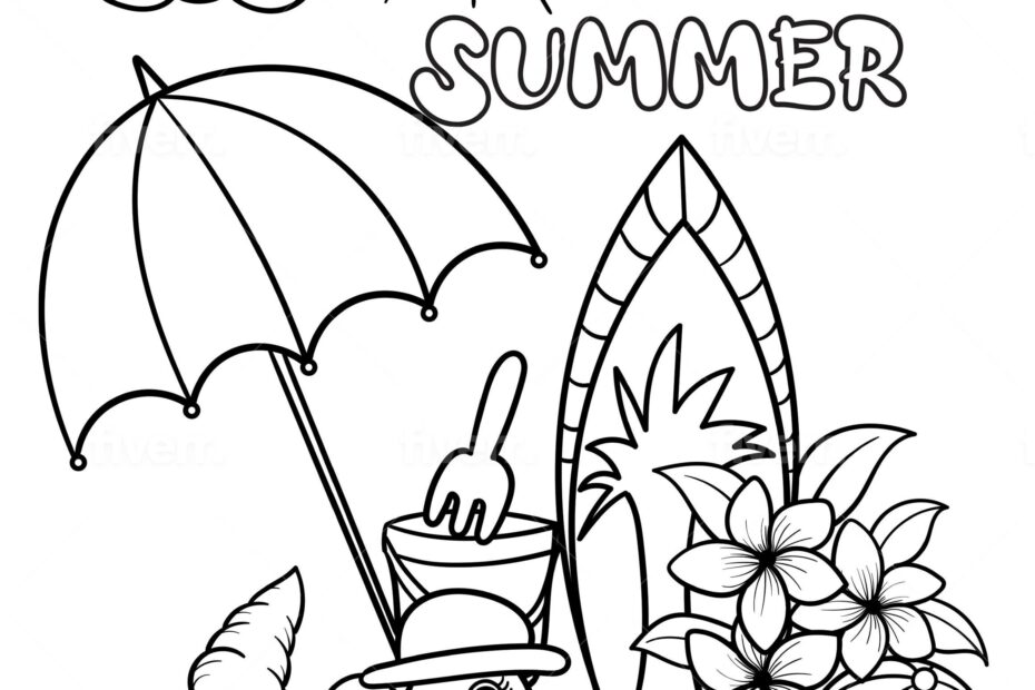 Summer Season Coloring Sheet Etsy