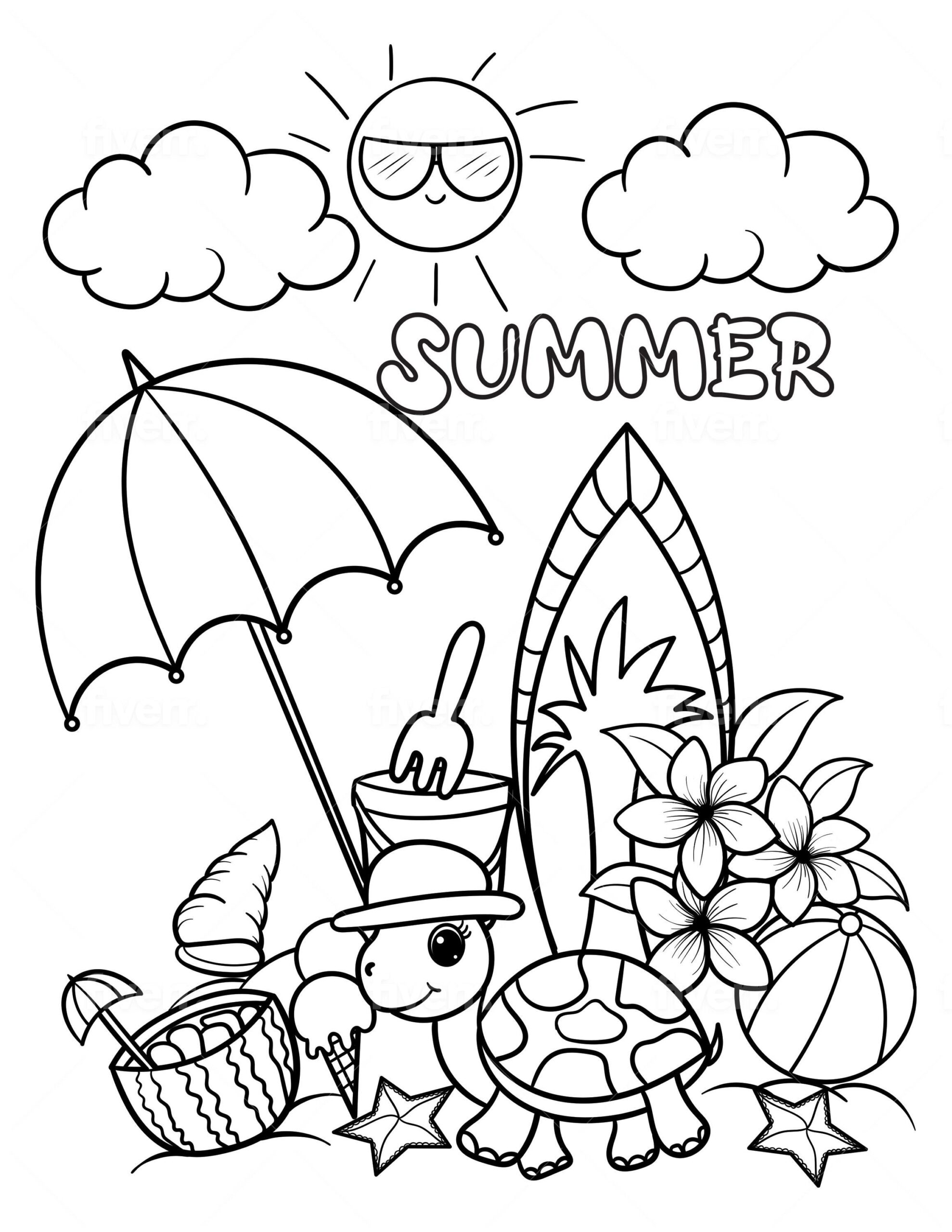 coloring pages printable summer