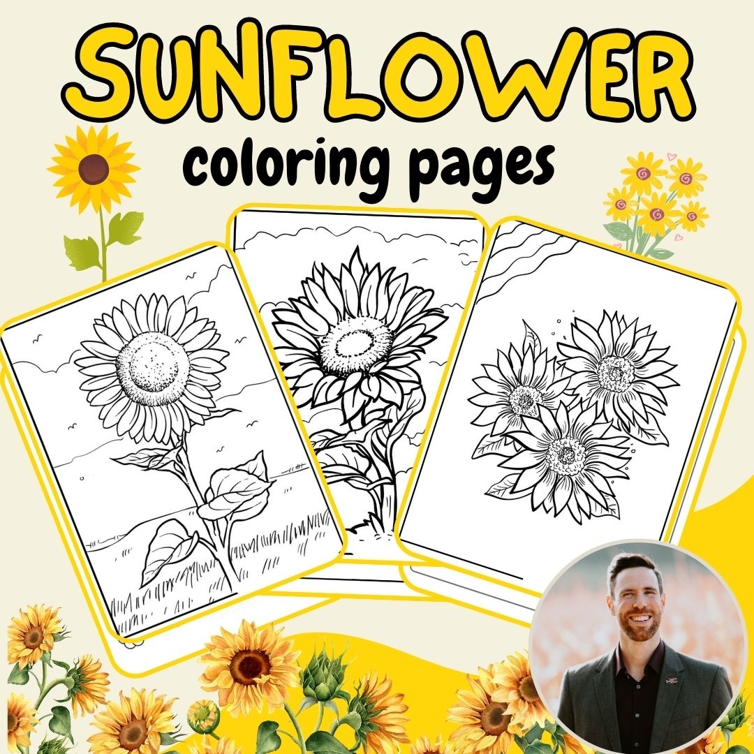 printable sunflowers coloring page
