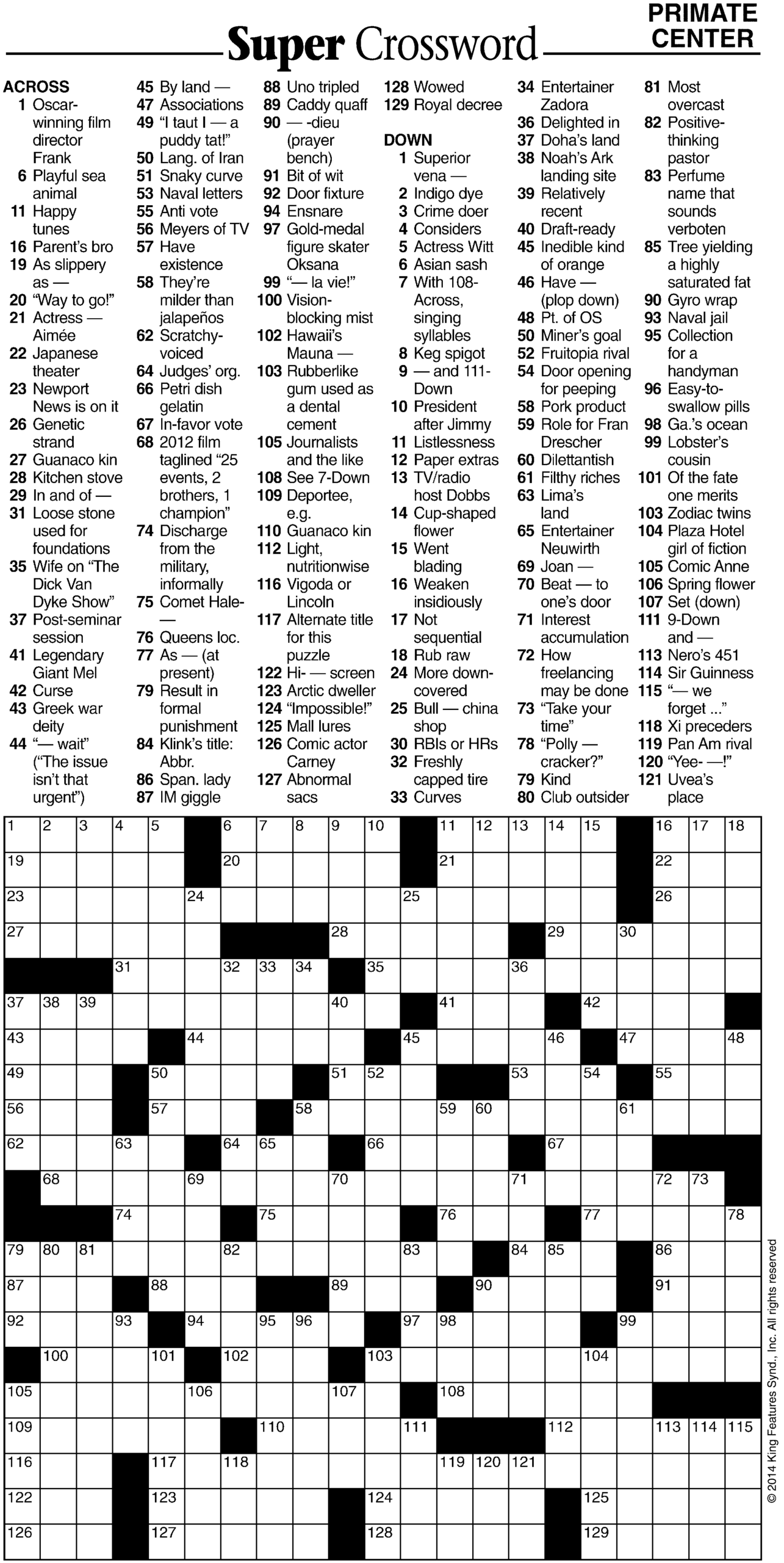 crossword puzzle printable pdf