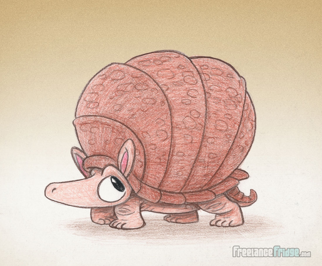 Super Cute Cartoon Armadillo Drawing Freelance Fridge Illustration U0026 Character Development