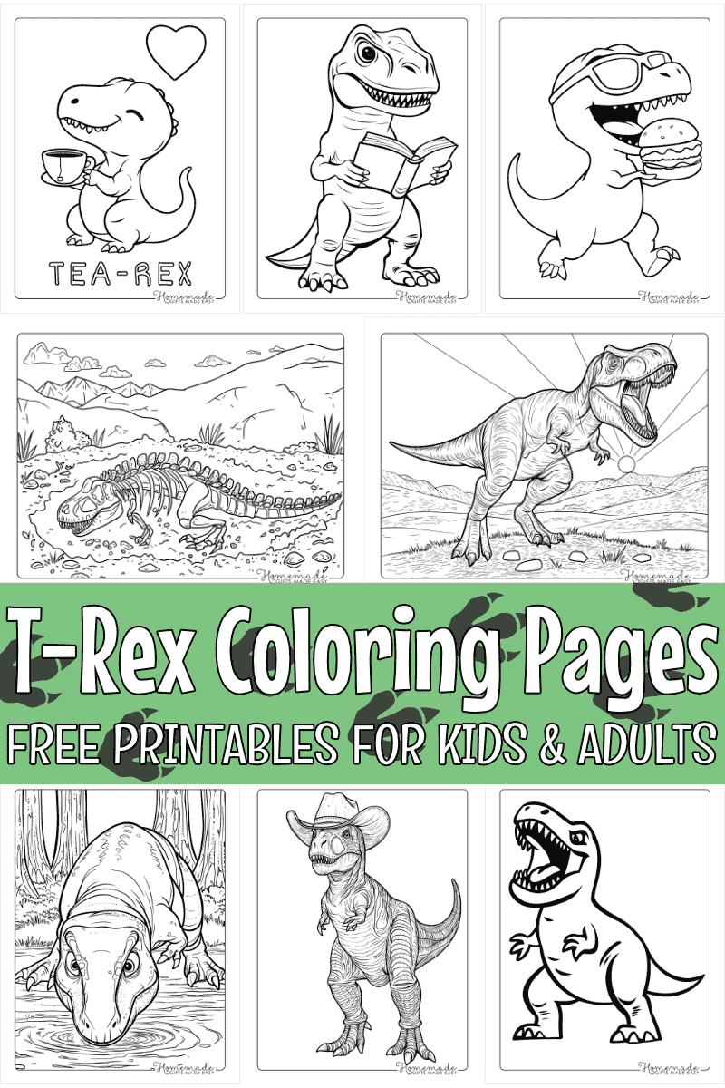 t rex printable coloring page