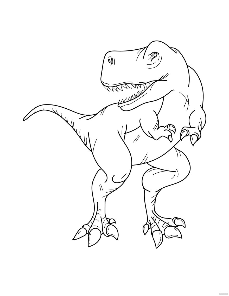 T Rex Dinosaur Coloring Page In Illustrator PDF SVG JPG EPS 