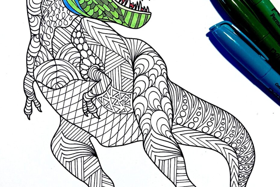 T rex Dinosaur PDF Animal Coloring Page Etsy