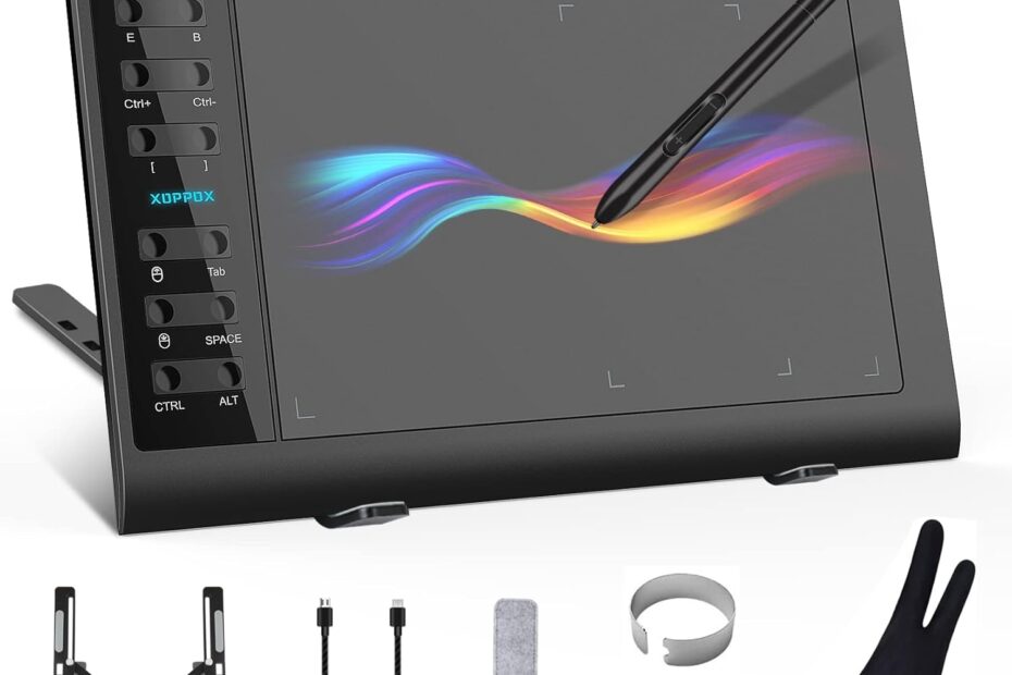 Tablet Grafis XOPPOX Area Aktif Besar 10x6 Inch Pena 8192 Levels 12 Kunci Panas Kompatibel Dengan PC Mac Android