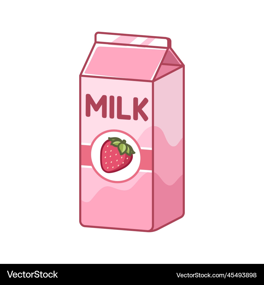 Tall Strawberry Milk Carton Clipart Element Cute Vector Image