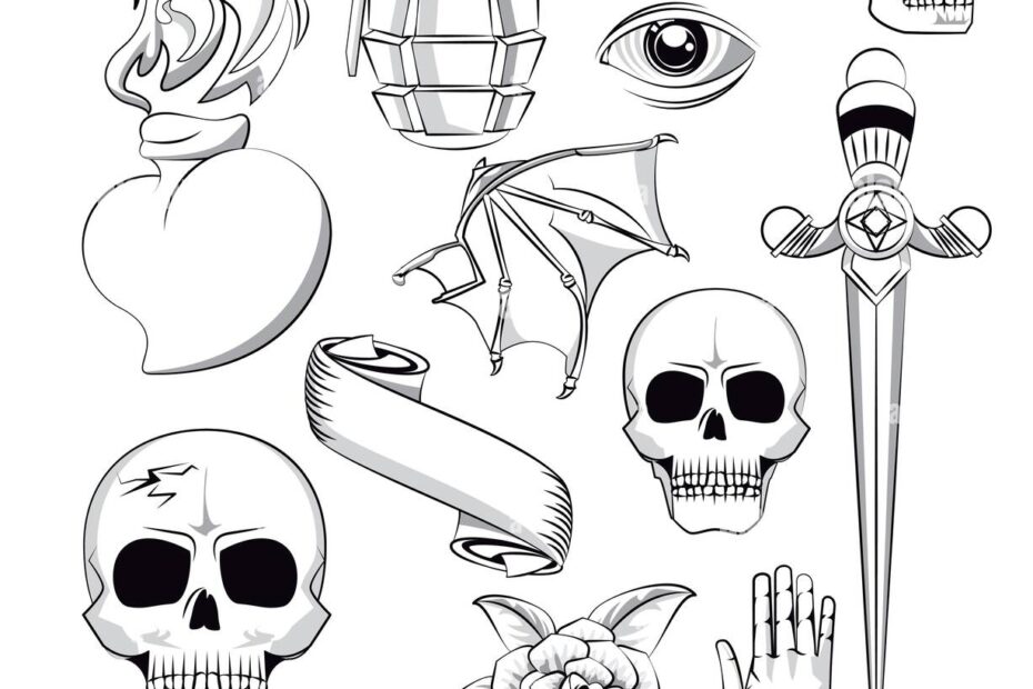 Tattoo Studio Old School Drawings Stock Vector Image U0026 Art Alamy