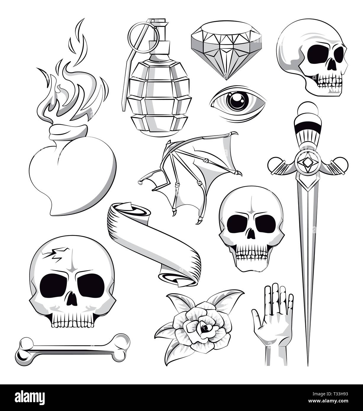 Tattoo Studio Old School Drawings Stock Vector Image U0026 Art Alamy