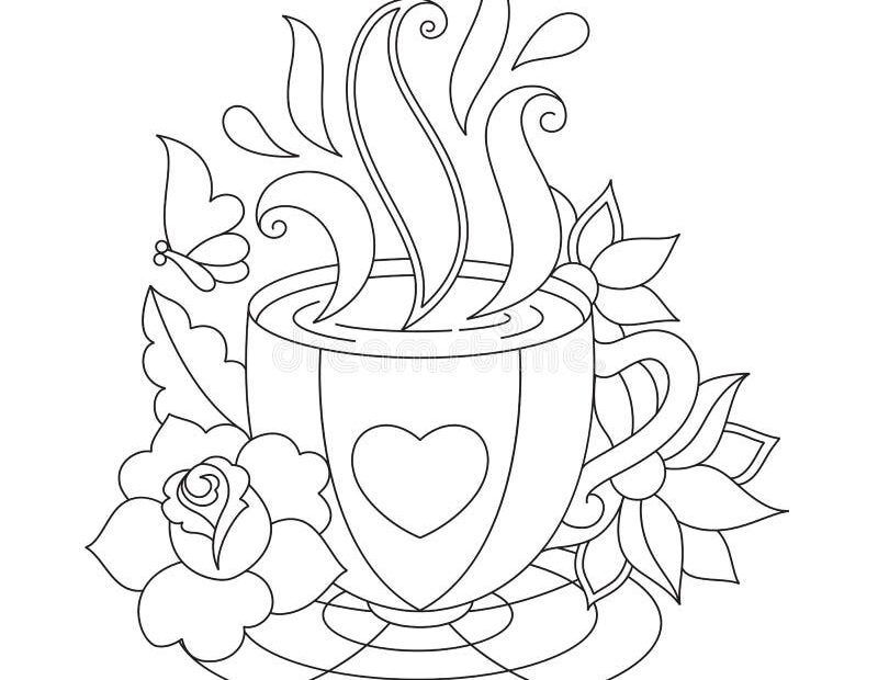Tea Cup Coloring Stock Illustrations 2 117 Tea Cup Coloring