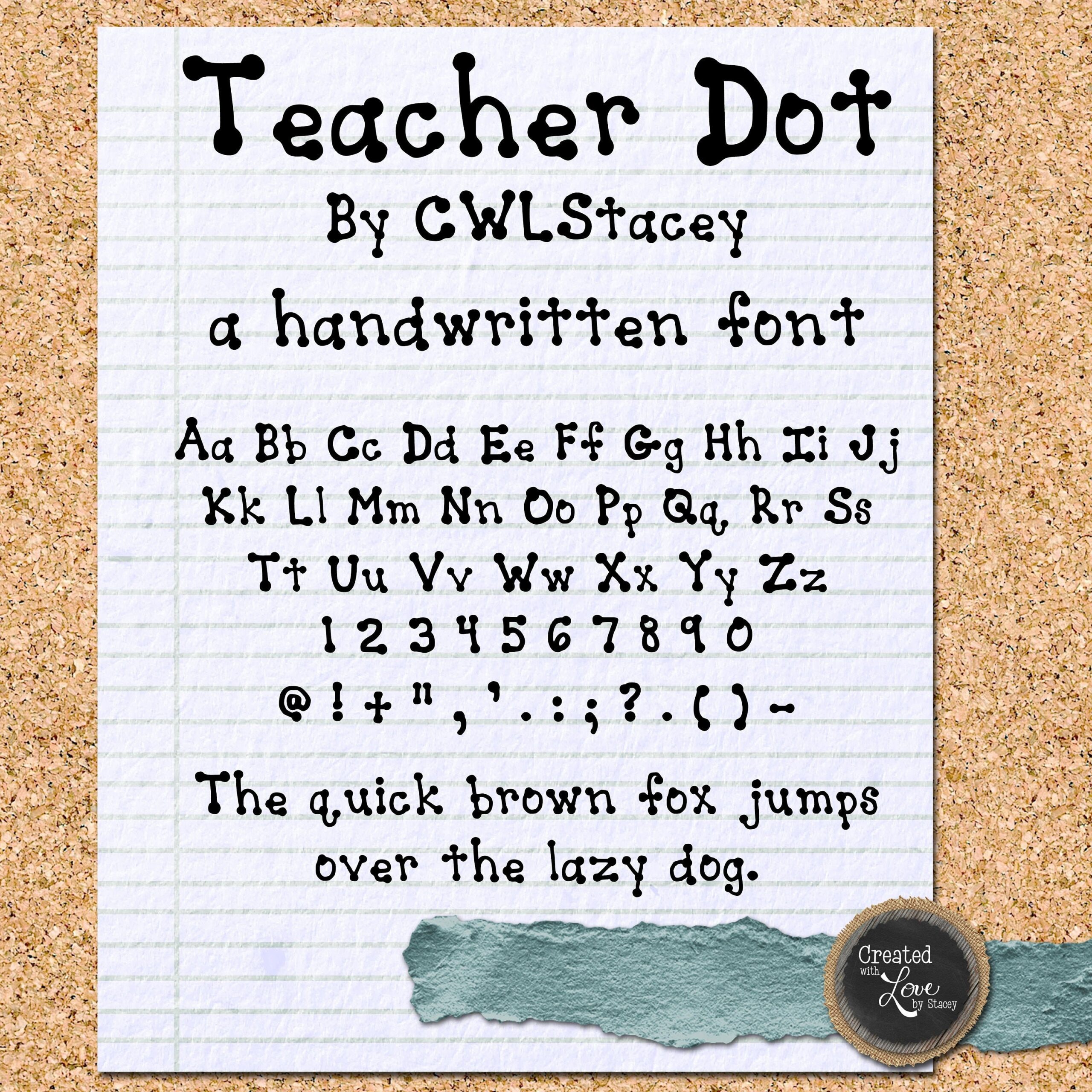 Teacher Dot Font Handwritten Dotted Font TTF File OTF File 