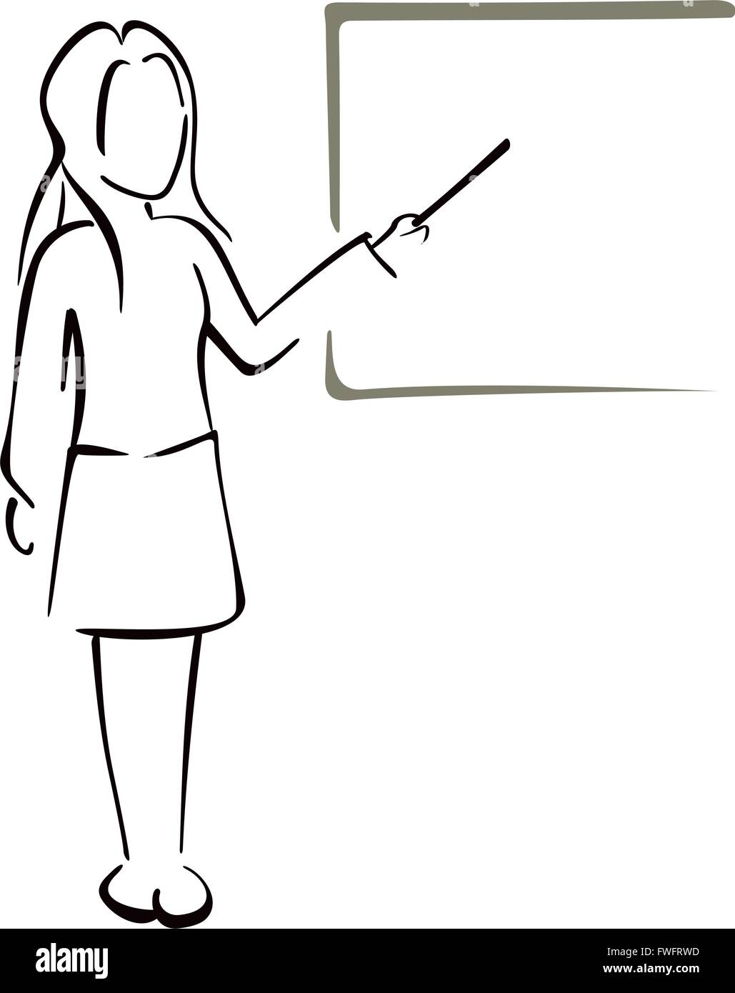 Teacher Showing Sketch Blackboard Stock Vector Images Alamy