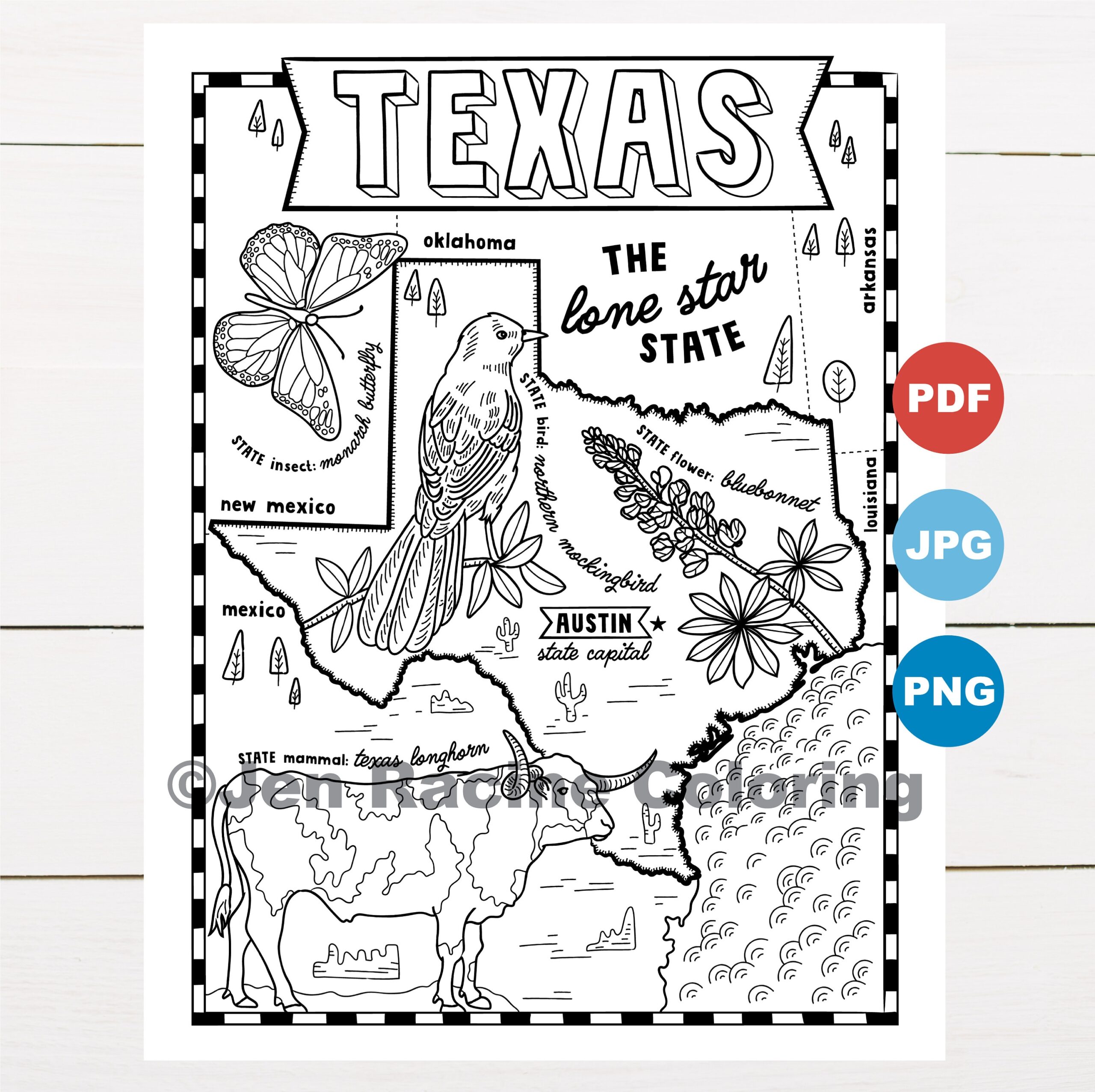 Texas Coloring Page United States State Map Wildlife State Symbols Flowers Coloring Pages