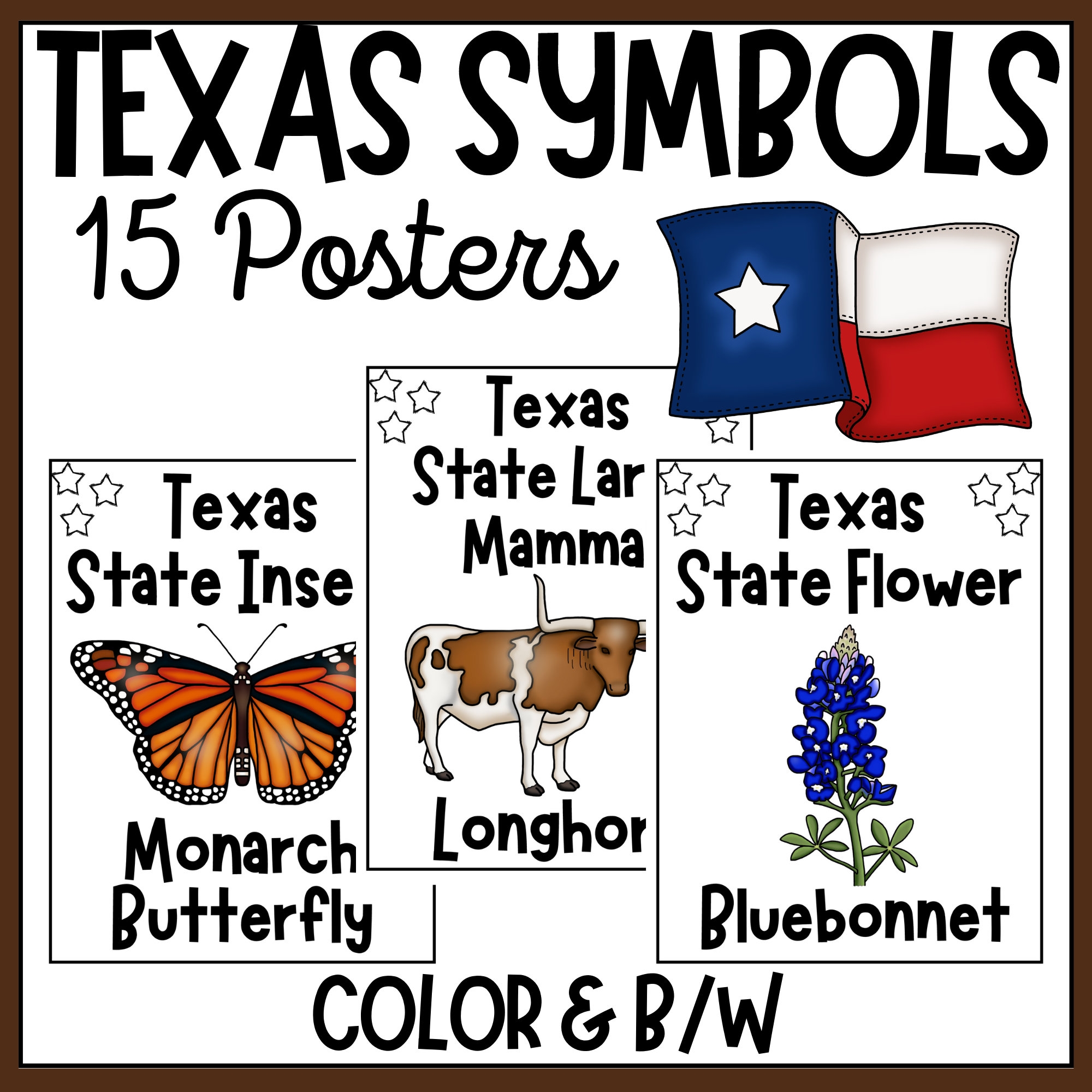 texas state symbols printable