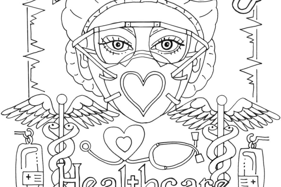 Thank You Healthcare Heroes Printable Coloring Page Digital Download Coloring Page 8 5 X 11 Etsy