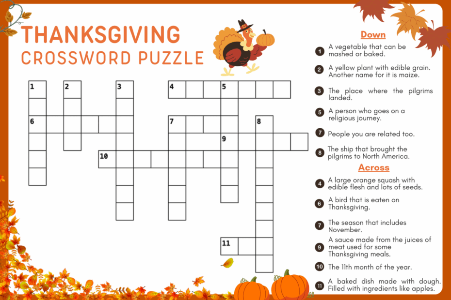Thanksgiving Crossword Puzzle Sword U0026 Shield