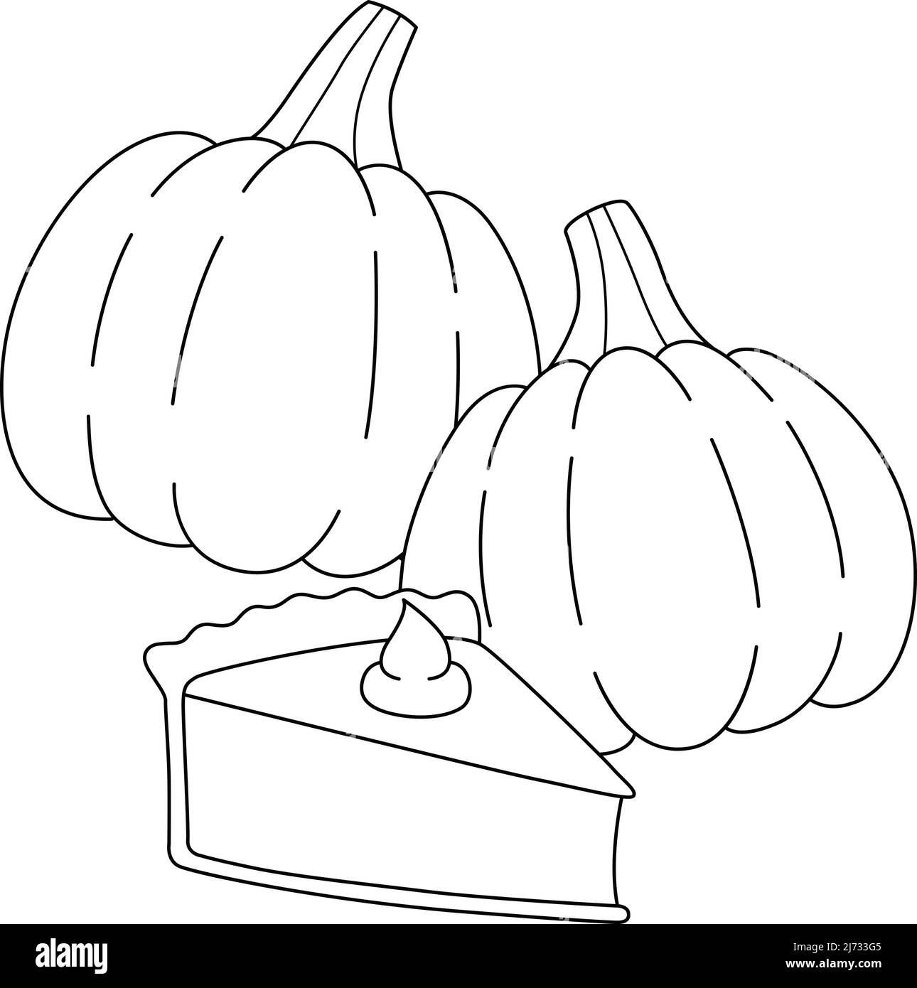 Thanksgiving Pie And Pumpkins Coloring Page Stock Vector Image U0026 Art Alamy