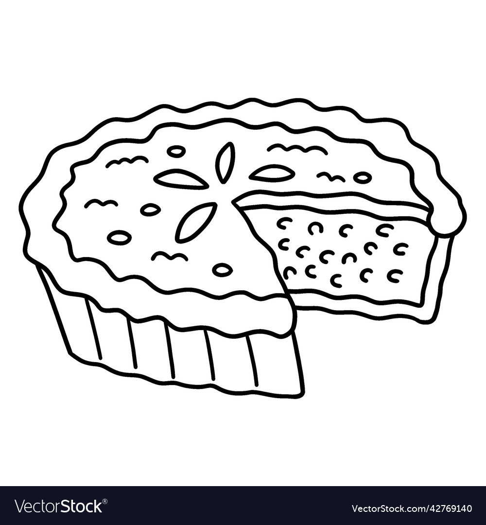 Thanksgiving Pumpkin Pie Isolated Coloring Page Vector Image