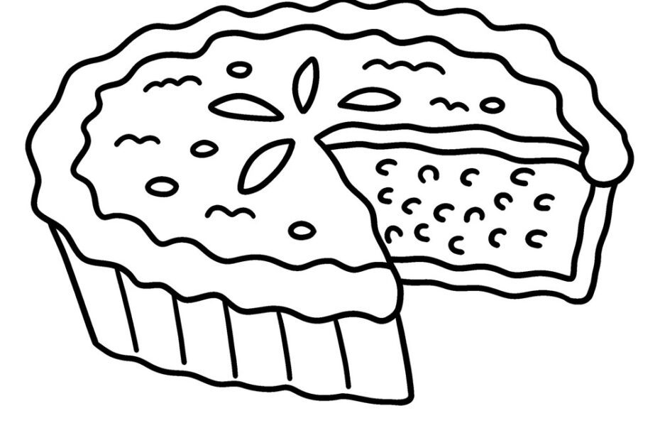 Thanksgiving Pumpkin Pie Isolated Coloring Page Vector Image