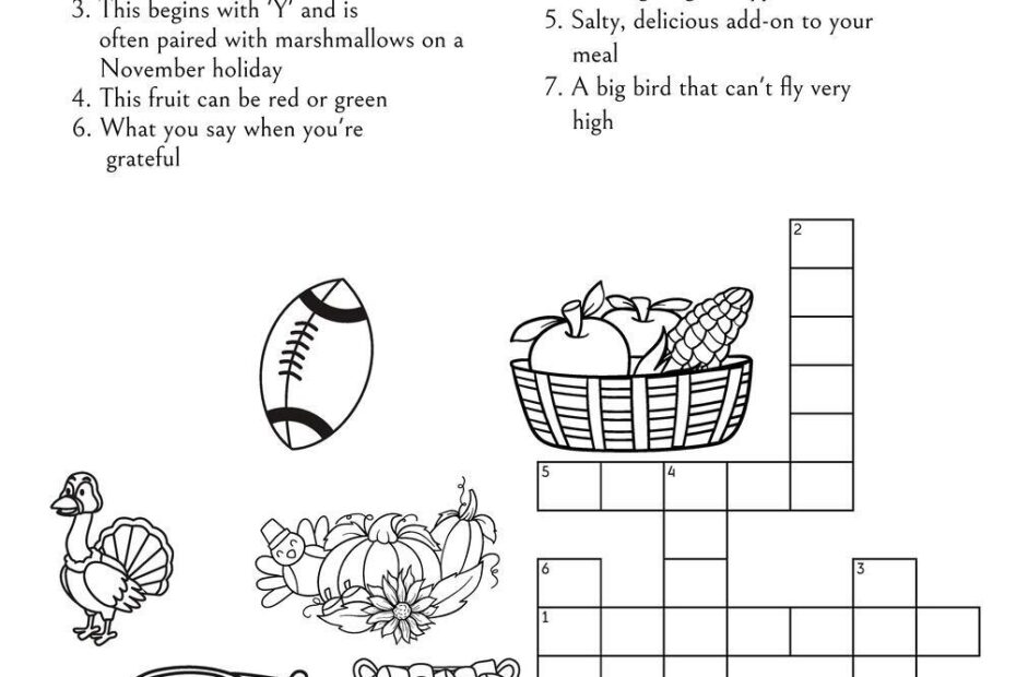Thanksgiving themed Crossword Puzzles Beeloo Printable Crafts And Activities For Kids