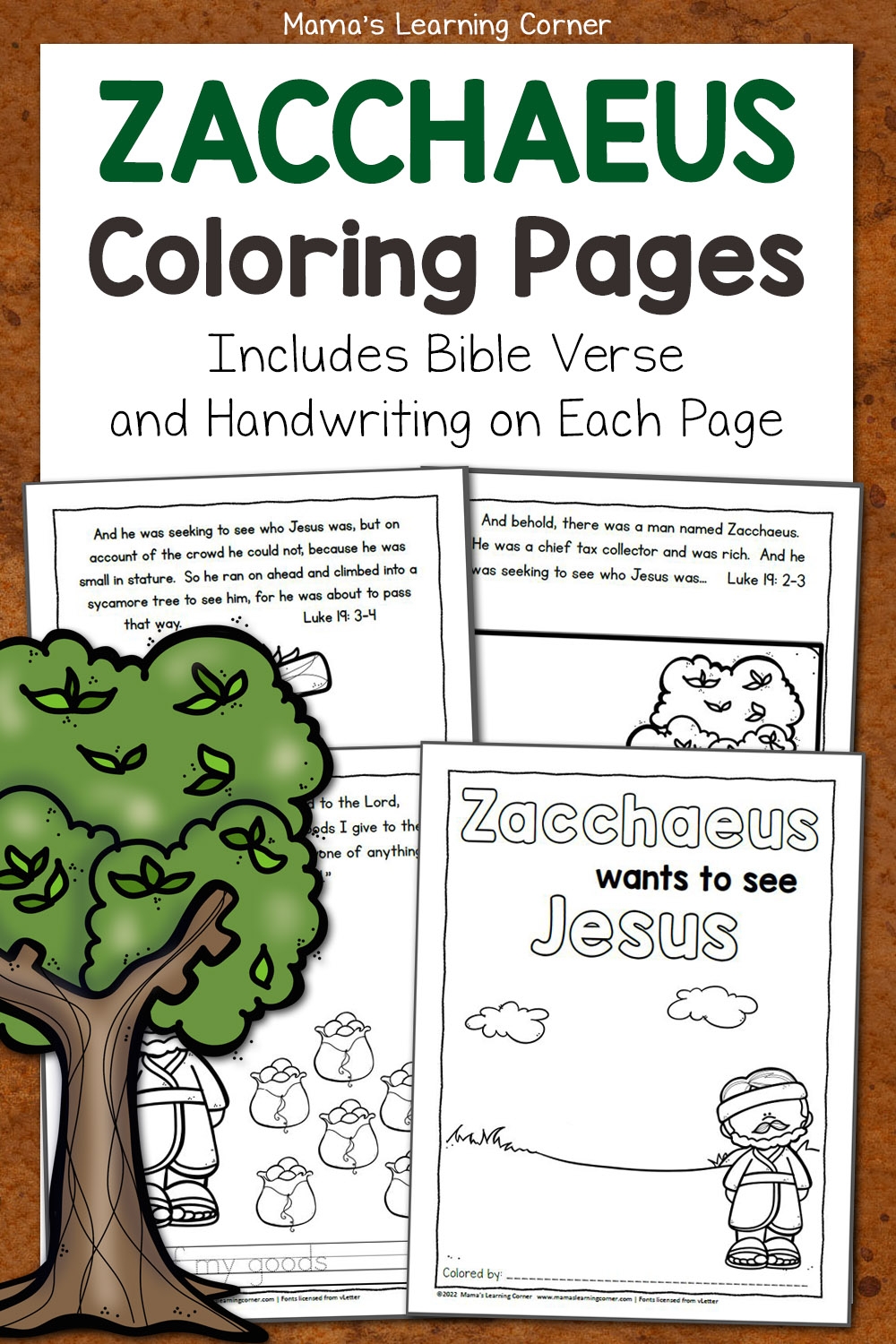 The Bible Story Of Zacchaeus Coloring Page Packet Mamas Learning 