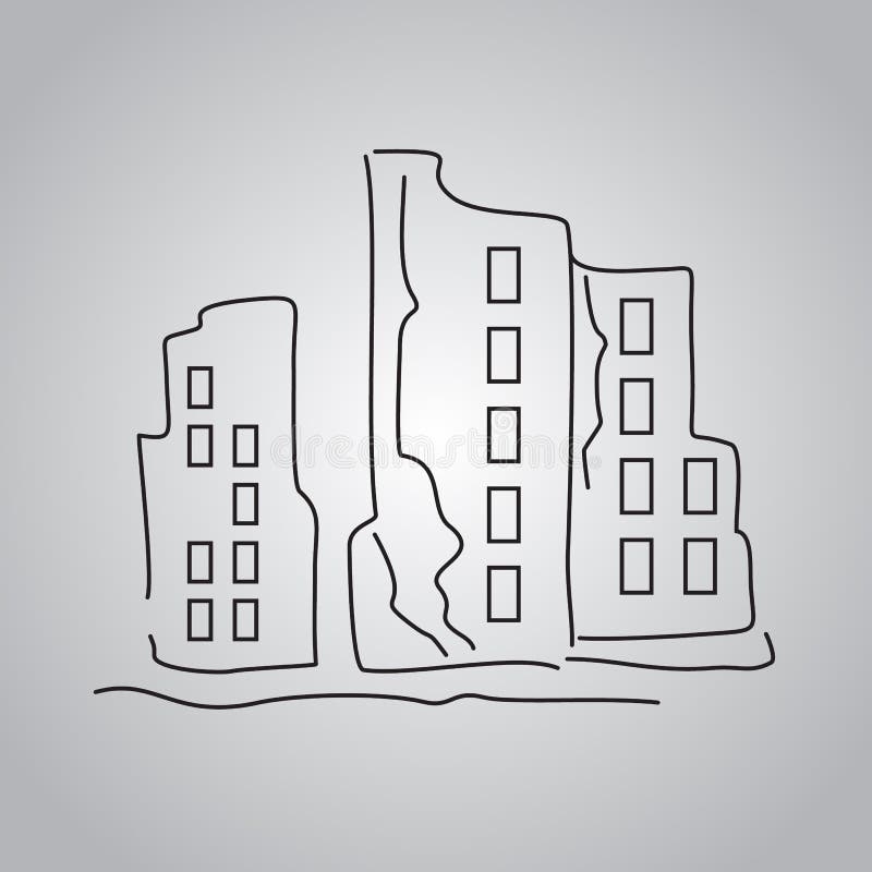 The Building Destroyed By The Explosion The Ruins One Line Drawing Vector Illustration Minimalism Design Stock Vector Illustration Of Isolated Explosion 265394471