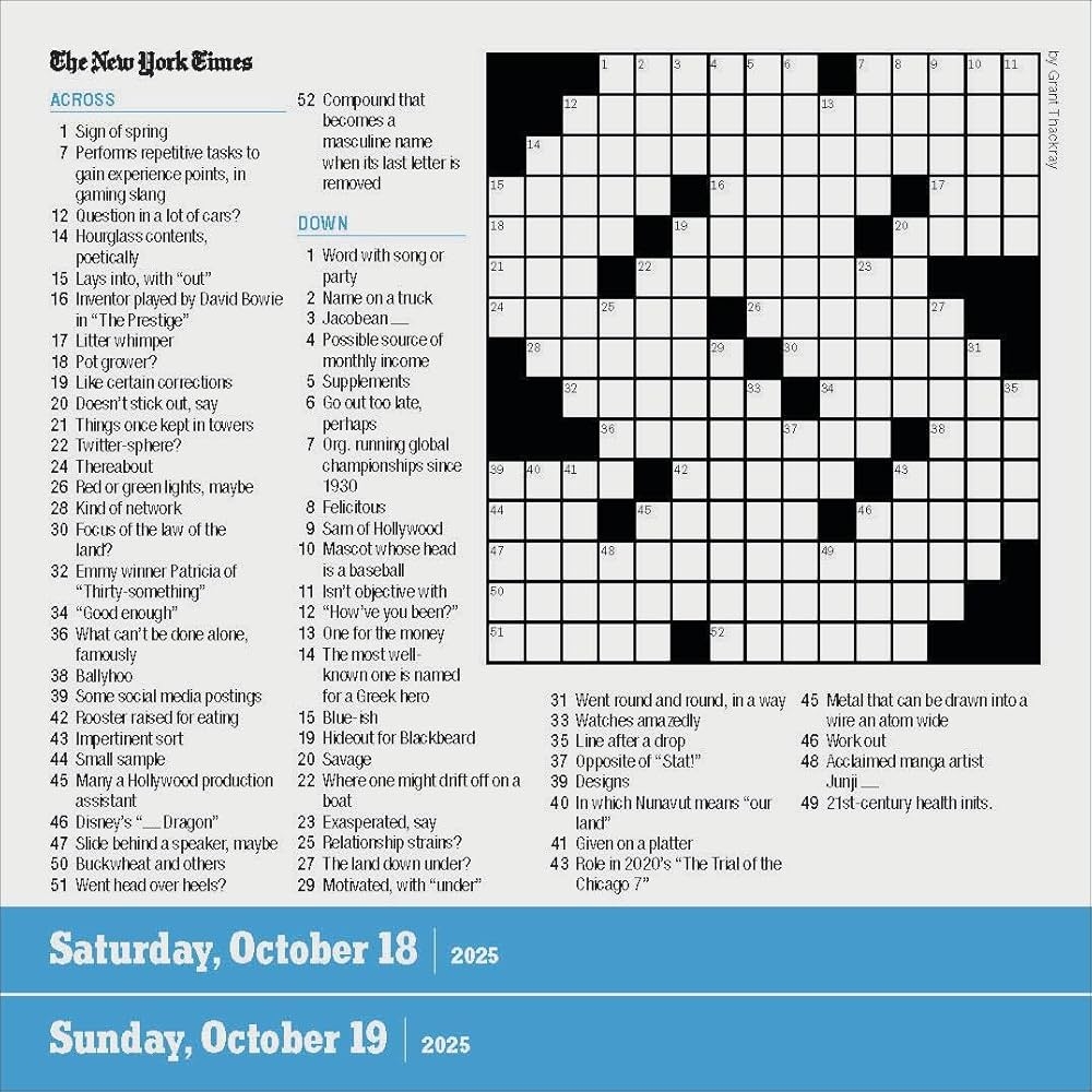 ny times sunday crossword puzzle printable