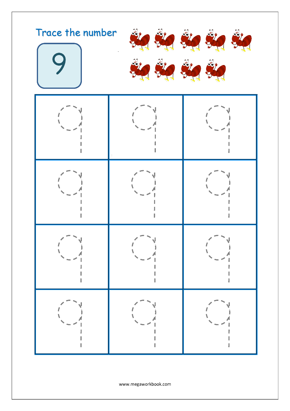 number 9 tracing