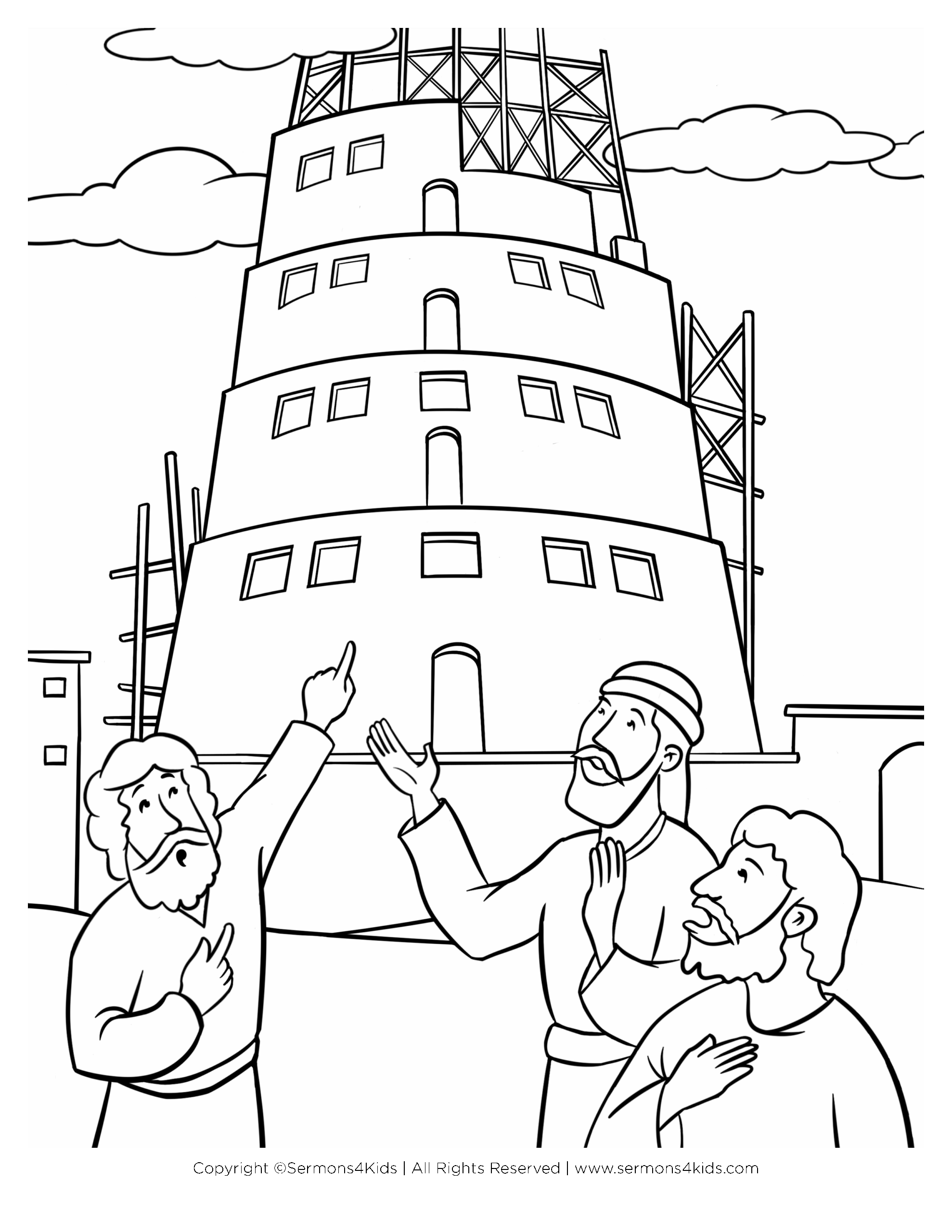 The Tower Of Babel Children s Bible Coloring Page From 